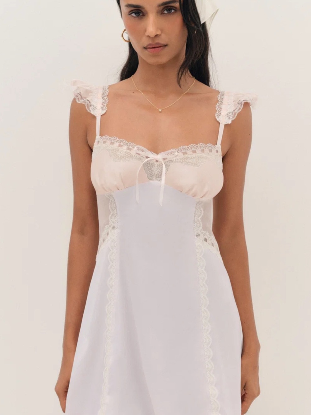 For Love And Lemons Pale Pink Satin Lace Slip Dress - Picture 2 of 6